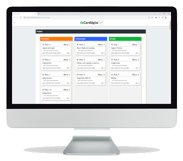 Imagem de um monitor mostrando a tela de controle de pedidos